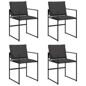 vidaXL Garden Chairs with Cushions 4 pcs Black Steel and Textilene