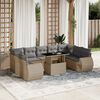 vidaXL 10 Piece Garden Sofa Set with Cushions Beige Poly Rattan
