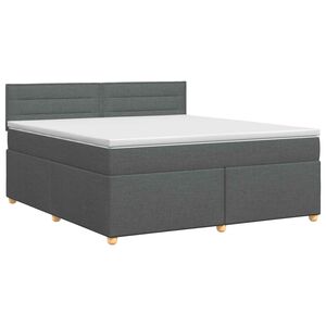 vidaXL Box Spring Bed with Mattress Dark Grey 137 x 190 cm Fabric