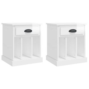 vidaXL Bedside Cabinets 2 pcs High Gloss White 43x36x50 cm