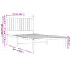 vidaXL Metal Bed Frame without Mattress with Headboard White 107x203cm