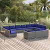 vidaXL 13 Piece Garden Lounge Set with Cushions Grey Poly Rattan