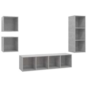 vidaXL Tv Cabinet Set | Concrete Grey | Engineered wood | Medium