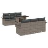 vidaXL Garden Sofa Set with Cushion 7 pcs Grey Poly Rattan