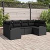 vidaXL Garden Sofa Set with Cushion 6 pcs Black Poly Rattan