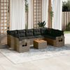 vidaXL 10 Piece Garden Sofa Set with Cushions Grey Poly Rattan