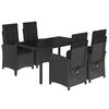 vidaXL 5 Piece Garden Dining Set with Cushions Black Poly Rattan