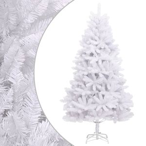 vidaXL Artificial Hinged Christmas Tree | White | PVC, Metal | Large