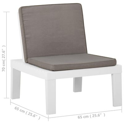 vidaXL Garden Lounge Chair with Cushion Plastic White