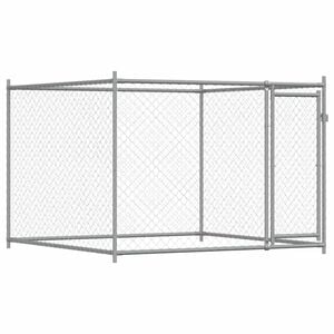 vidaXL Dog Cage with Door Grey 2x2x1.5 m Galvanised Steel