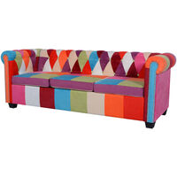 vidaXL Chesterfield Sofa 3-Seater Fabric