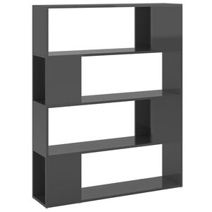 vidaXL Book Cabinet Room Divider High Gloss Grey 100x24x124 cm