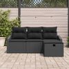 vidaXL Sofa Set with Cushion with Storage 4 pcs Black Poly Rattan