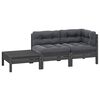 vidaXL 3 Piece Garden Lounge Set with Cushions Grey Solid Pinewood