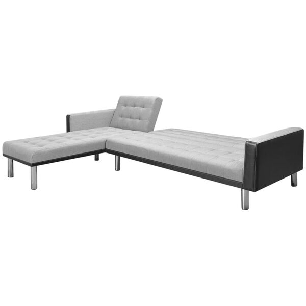 vidaXL Corner Sofa Bed Fabric 218x155x69 cm Black and Grey