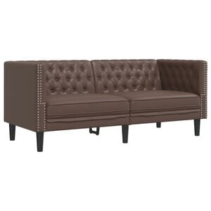 vidaXL Chesterfield Sofa 2-Seater Brown Faux Leather