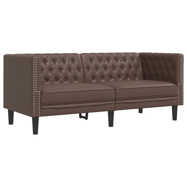 vidaXL Chesterfield Sofa 2-Seater Brown Faux Leather