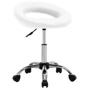 vidaXL Rolling Work Chair White Faux Leather