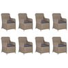 vidaXL 9 Piece Garden Dining Set Poly Rattan Brown