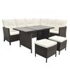vidaXL 4 Piece Garden Lounge Set with Cushions Poly Rattan Brown