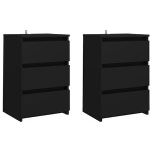 vidaXL Bed Cabinets 2 pcs Black 40x35x62.5 cm Engineered Wood