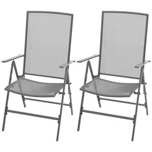 vidaXL Stackable Folding Chairs 2 pcs Steel Grey