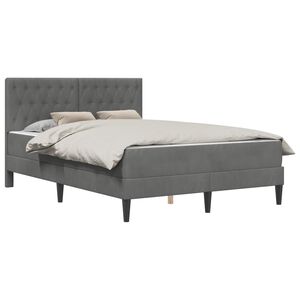 vidaXL Bed Frame with Mattress Dark Grey 137 x 190 cm Velvet
