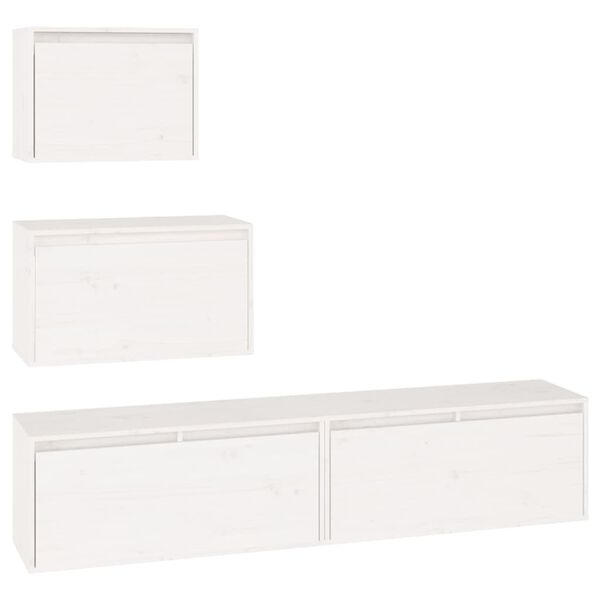vidaXL TV Cabinets 4 pcs White Solid Wood Pine