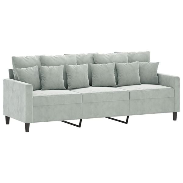 vidaXL 3-Seater Sofa with Footstool Light Grey 180 cm Velvet