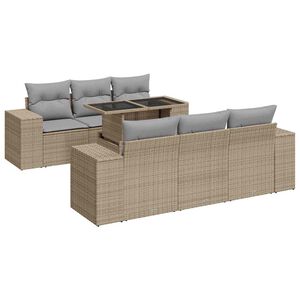 vidaXL 7 Piece Garden Sofa Set with Cushions Beige Poly Rattan