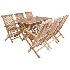 vidaXL Garden Furniture Set 7 pcs Natural Solid Teak Wood