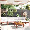 vidaXL 6 Piece Garden Lounge Set with Cushions Cream Wood Acacia&Rope