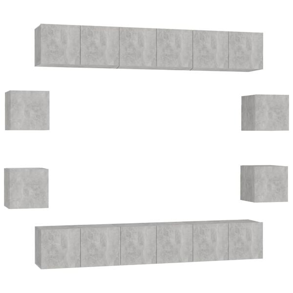 vidaXL 10 Piece TV Cabinet Set Concrete Grey Engineered Wood