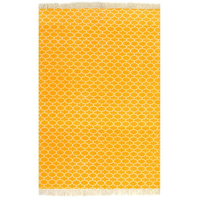 vidaXL Kilim Rug Cotton 120x180 cm with Pattern Yellow