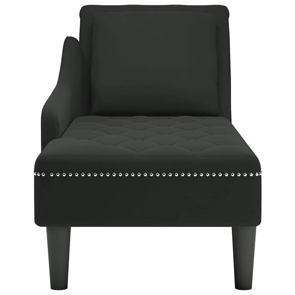 vidaXL Chaise Lounge with Pillow and Right Armrest Black Velvet