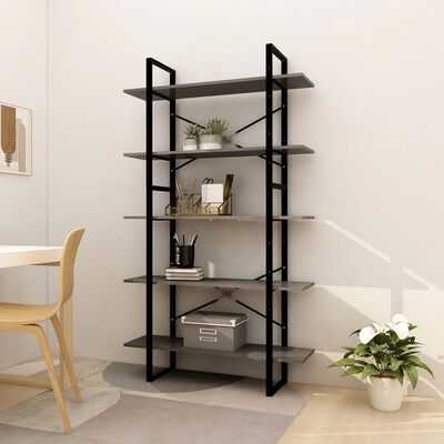 vidaXL 5-Tier Book Cabinet Grey 100x30x175 cm Pinewood