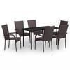 vidaXL 7 Piece Garden Dining Set Brown and Black