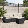 vidaXL 5 Piece Garden Sofa Set with Cushions Black Poly Rattan