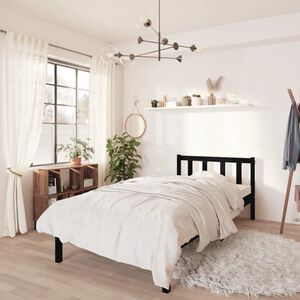 vidaXL Bed Frame without Mattress Black Solid Wood Single