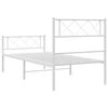 vidaXL Metal Bed Frame without Mattress with Footboard White 107x203cm