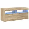 vidaXL TV Cabinet with LED Lights Sonoma Oak 90x35x40 cm
