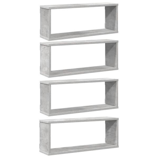 vidaXL Wall Cube Shelf 4 pcs Concrete Grey 60x15x23 cm Engineered Wood