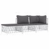 vidaXL 3 Piece Garden Lounge Set with Cushions White Steel