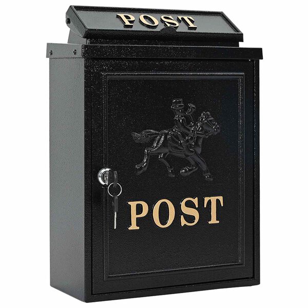 vidaXL Wall Mounted Mailbox Black 29 x 13 x 41 cm Cast Aluminum