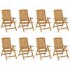vidaXL Reclining Folding Chairs 8 pcs Solid Wood Teak
