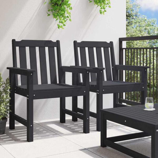 vidaXL Garden Dining Chair 2 pcs Black 65.5 x 59 x 88cm HDPE