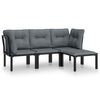 vidaXL 4 Piece Garden Lounge Set Black and Grey Poly Rattan
