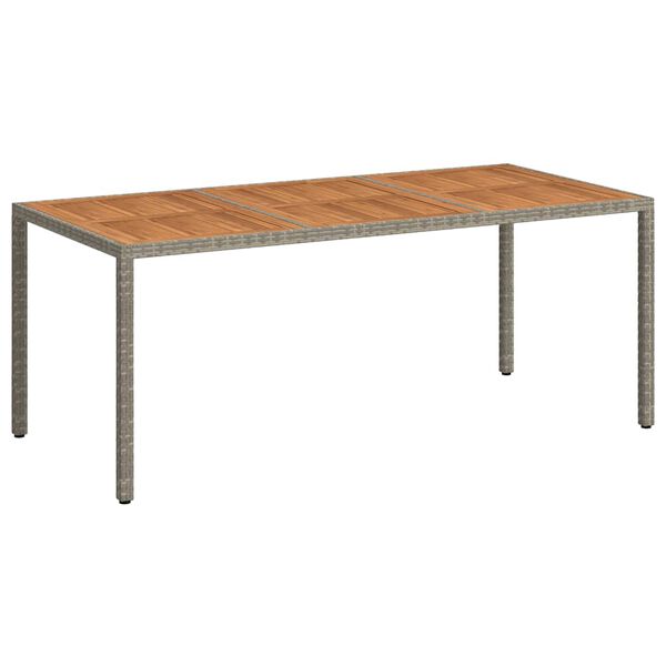 vidaXL Garden Table 190x90x75 cm Poly Rattan and Acacia Wood Grey