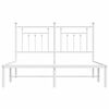 vidaXL Metal Bed Frame without Mattress with Headboard White 150x200cm