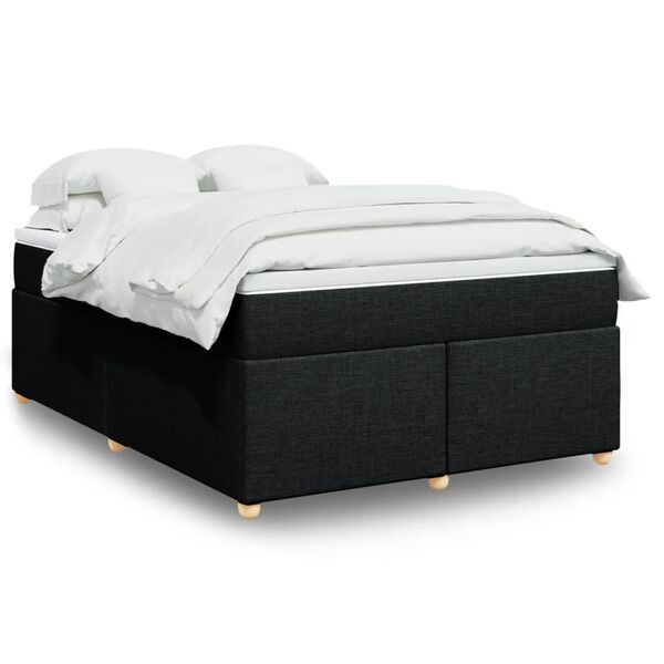 vidaXL Box Spring Bed with Mattress Black Double Fabric